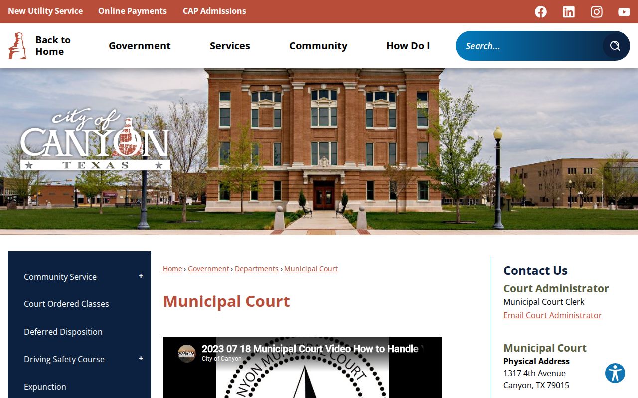 Randall County Canyon criminal records municipal court page