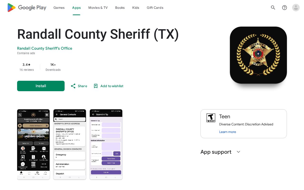 Randall County arrest information sheriff Android app