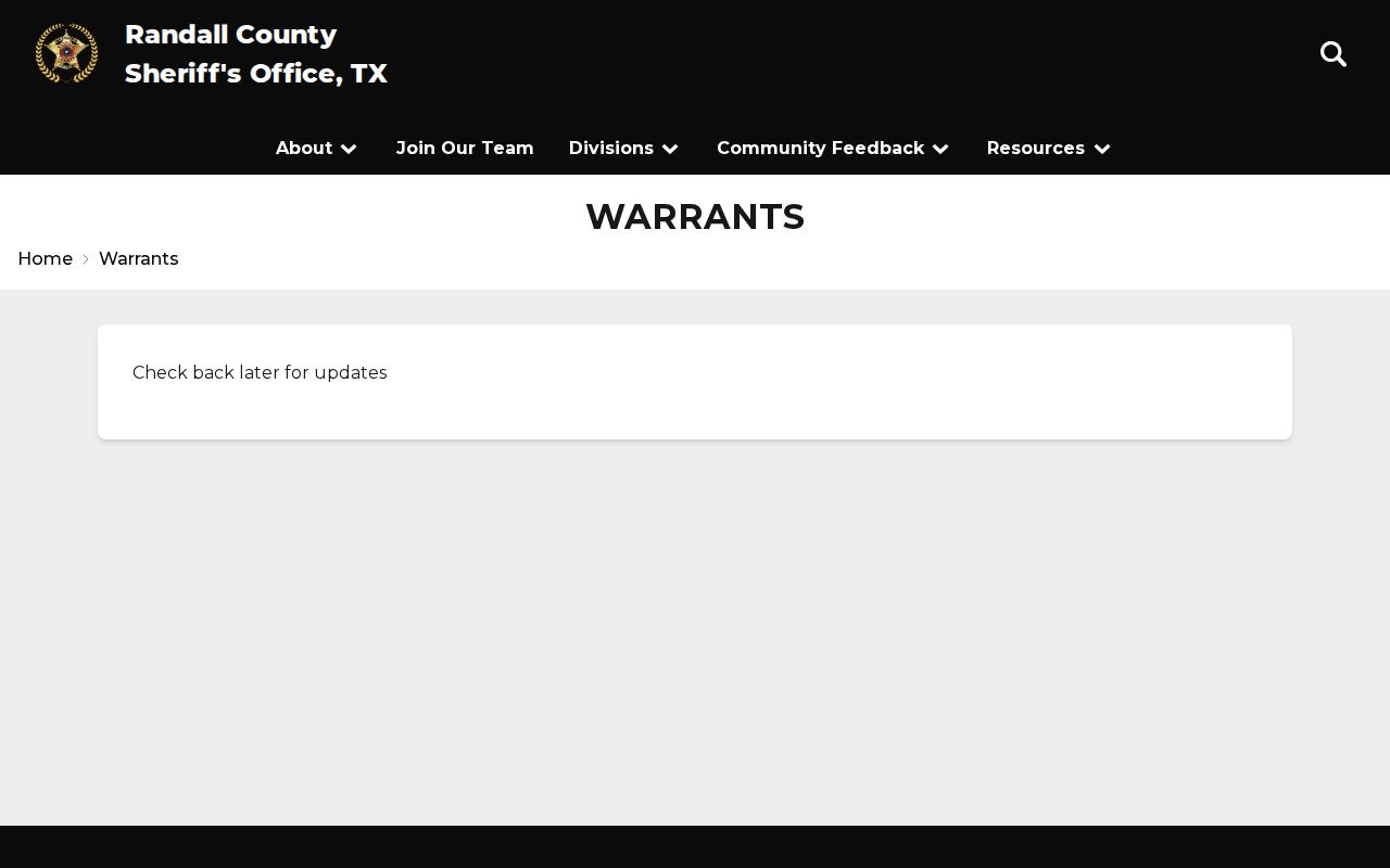 Randall County warrant record resource